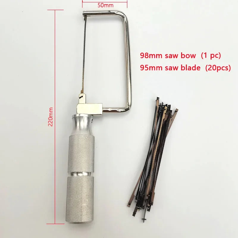 Dental Long Plaster Gypsum Saw with 20pcs Saw Blades 70/98/128mm Metal Dentist Tool Lab Material Dentistry Accessories