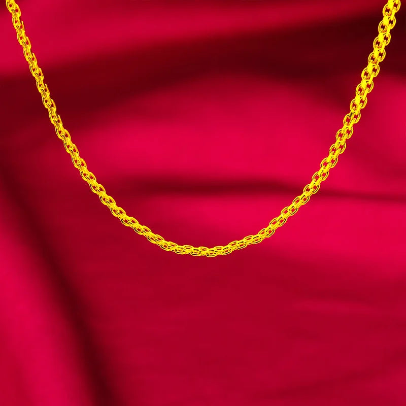 Double-Row Women's Fashion Necklace 45cm 60cm 24K Gold AU999 - 24K/AU999 pure gold, trendy double-row, 45cm daily/60cm commute