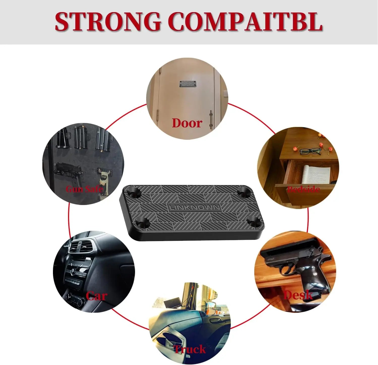 55 Lbs Magnetic Gun Mount for Car, Rubber Coated Firearm Holder for Pistols, Rifles, Safes, Desks