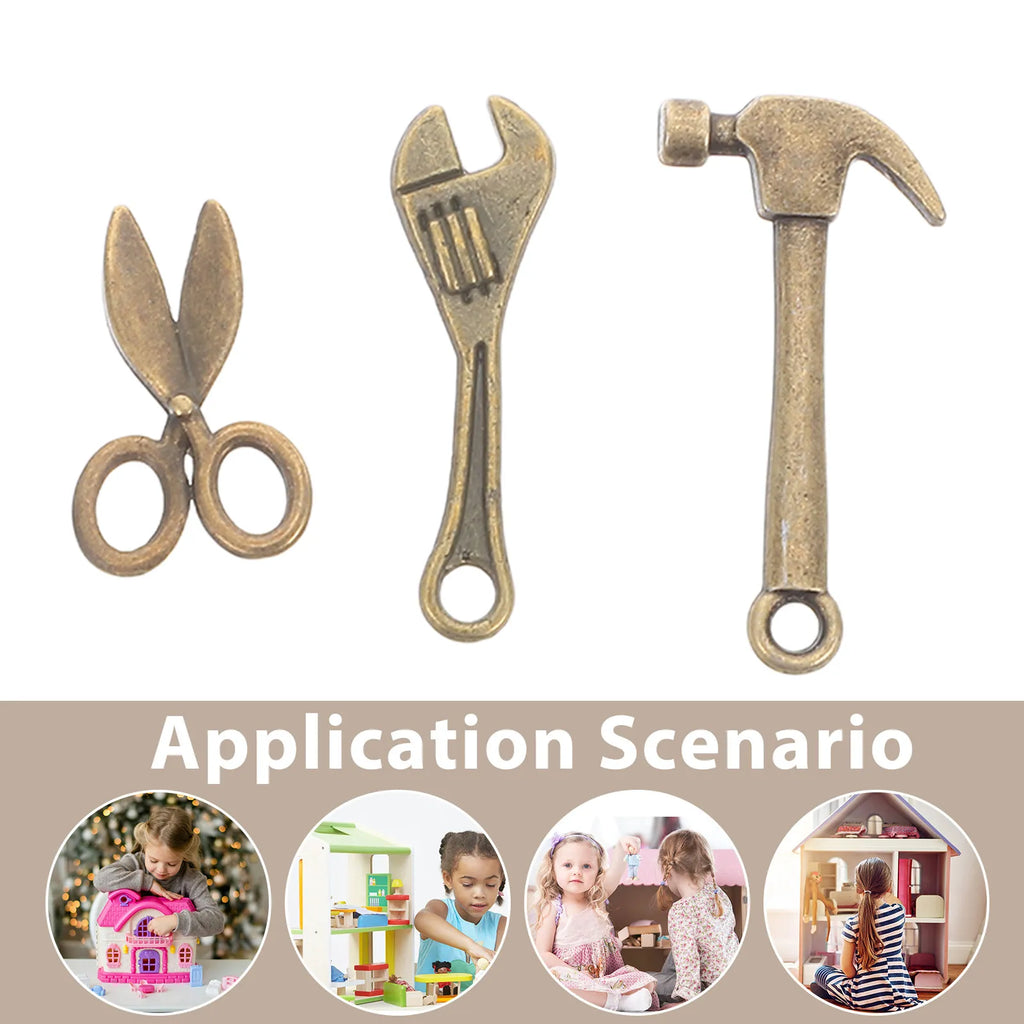 10 Sets Miniature Dollhouse Realistic Alloy Repair Crafting Tools Simulation Construction Site Accessories Wrench Scissors
