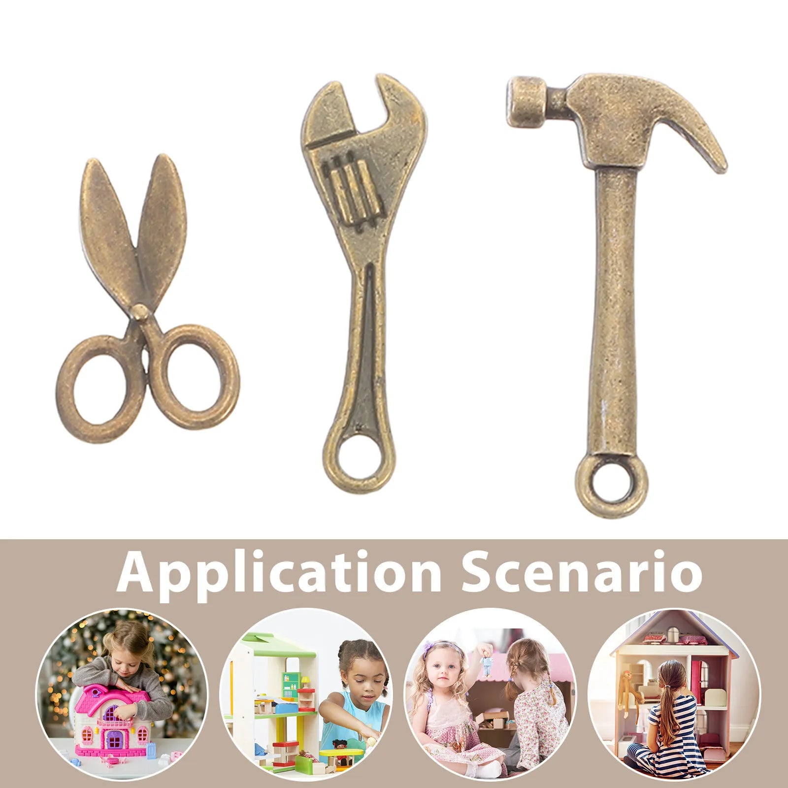 10 Sets Miniature Dollhouse Realistic Alloy Repair Crafting Tools Simulation Construction Site Accessories Wrench Scissors