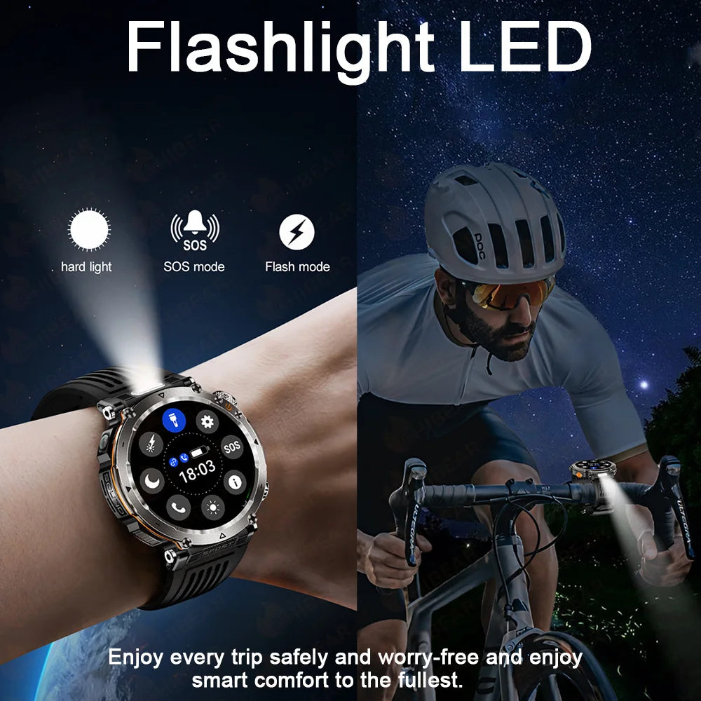 5ATM Outdoor Men‘s Smart Watch 600mAh Battery Compass Watches IP68 Waterproof Bluetooth Call Sports Smartwatch Man For Men Women