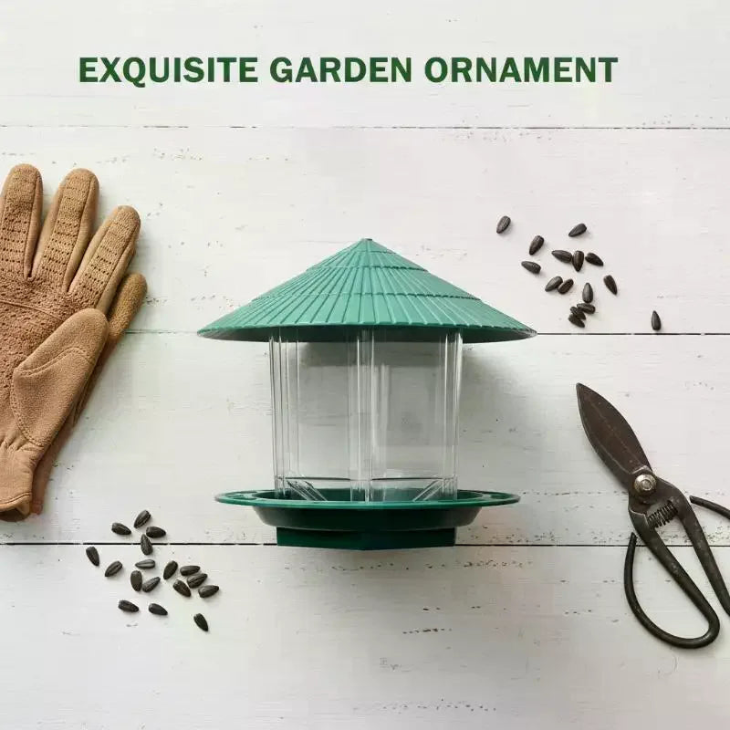 Waterproof Garden Gazebo Hanging Wild Bird Feeder Outdoor Container With Hang Rope Pet Birds Feeding House Type Bird Feeder