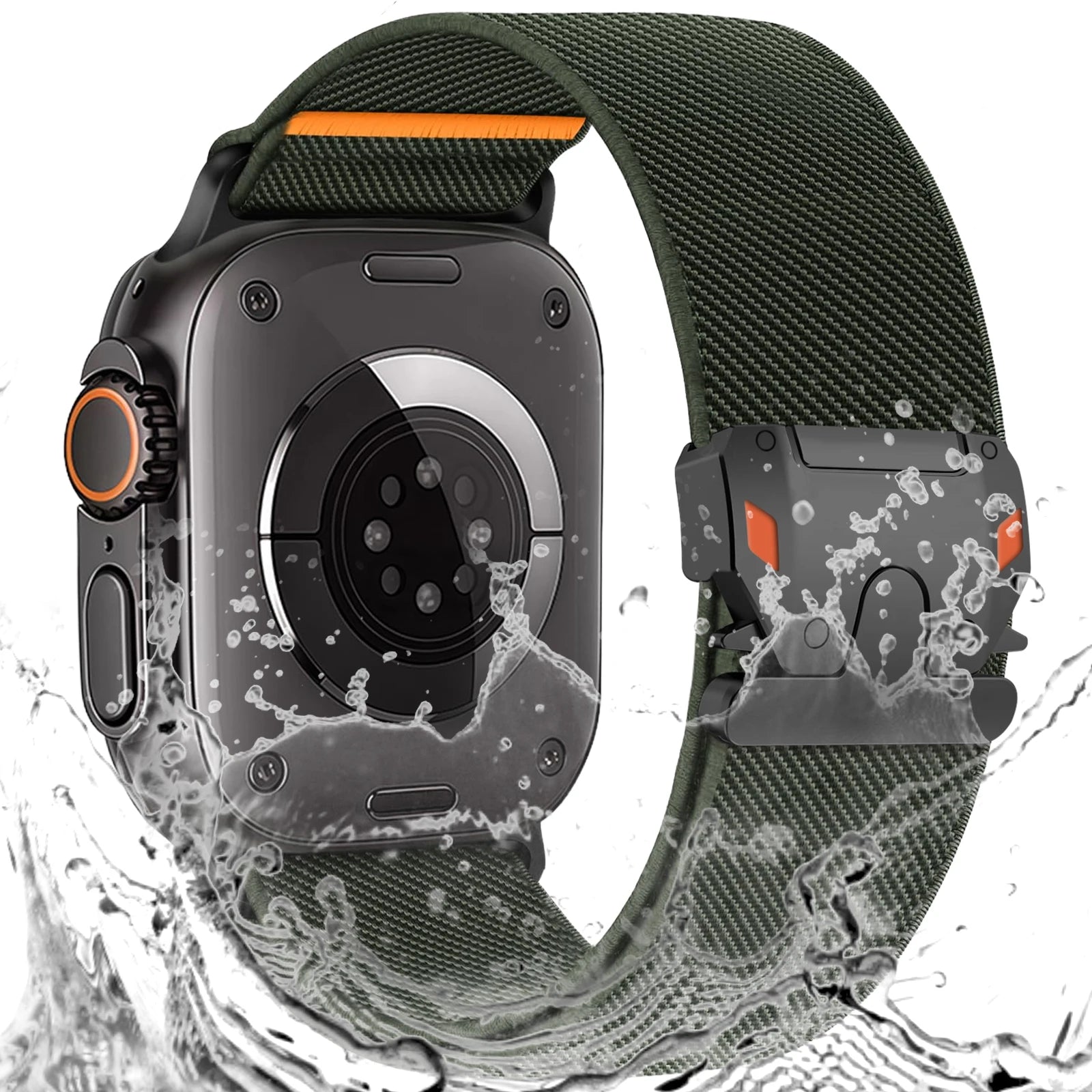 Parachute Buckle Nylon Band Compatible with Apple Watch，Stretchy Waterproof Fabric Strap for Men Women，Series 10 9 8 7 6 5 4 3 S