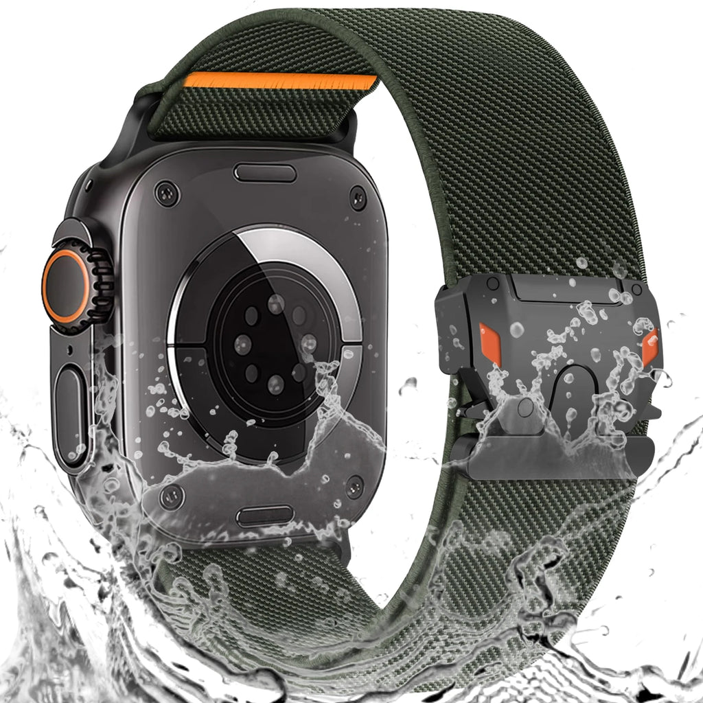 Parachute Buckle Nylon Band Compatible with Apple Watch，Stretchy Waterproof Fabric Strap for Men Women，Series 10 9 8 7 6 5 4 3 S