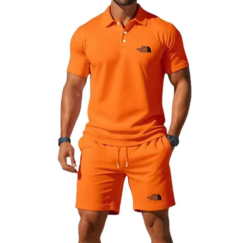 Summer Men's 2026 Half-Zip Polo Shirt Set Leisure Basketball Sport Quick-Drying Breathable Loose Lightweight Two-Piece Set