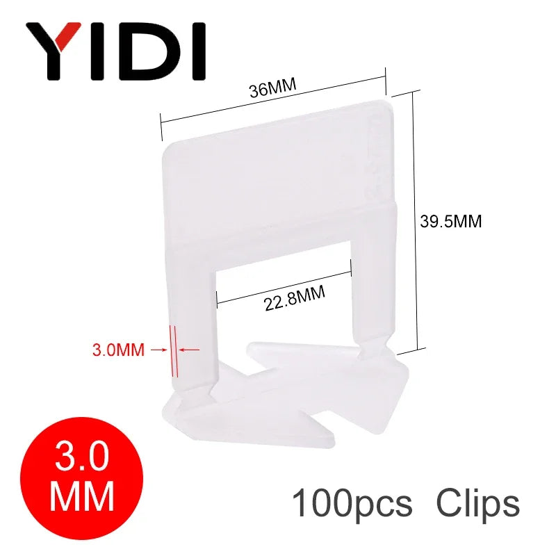 100pcs 1/1.5/2/2.5/3mm Ceramic Tiles Leveling Clips Tile Leveling System Wall Floor Tile Spacer Wedge Tiling Levler Tool Piler