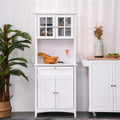 HOMCOM Kitchen Buffet Hutch Wooden Storage Cupboard with Framed Glass