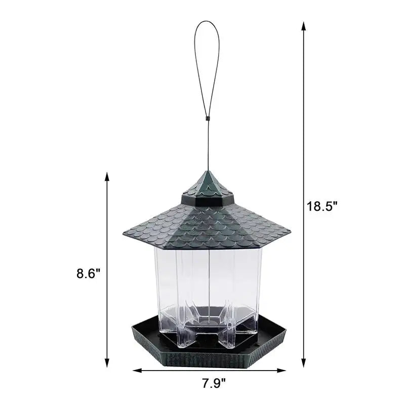 New Waterproof Garden Gazebo Hanging Wild Bird Feeder Outdoor Container With Hang Rope Pet Birds Feeding House Type Bird Feeder