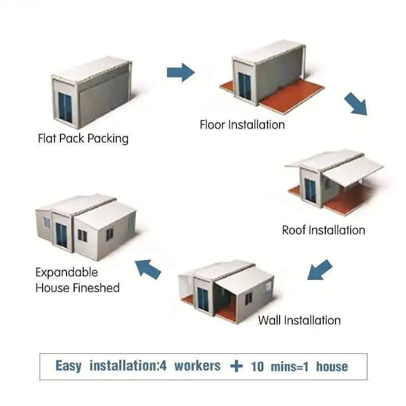 Customized 40ft Luxury Villa Mobile Container House Waterproof Prefab Portable Tiny Home With 2-5 Bedrooms For Office Building