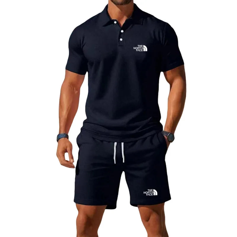Summer Men's 2026 Half-Zip Polo Shirt Set Leisure Basketball Sport Quick-Drying Breathable Loose Lightweight Two-Piece Set