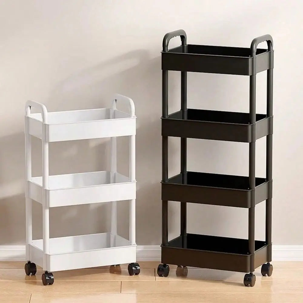 4 5 Tier Heavy Duty Rolling Storage Cart Multipurpose Shelving Unit, Sturdy Plastic Construction, Easy Assembly, No Tools Requi