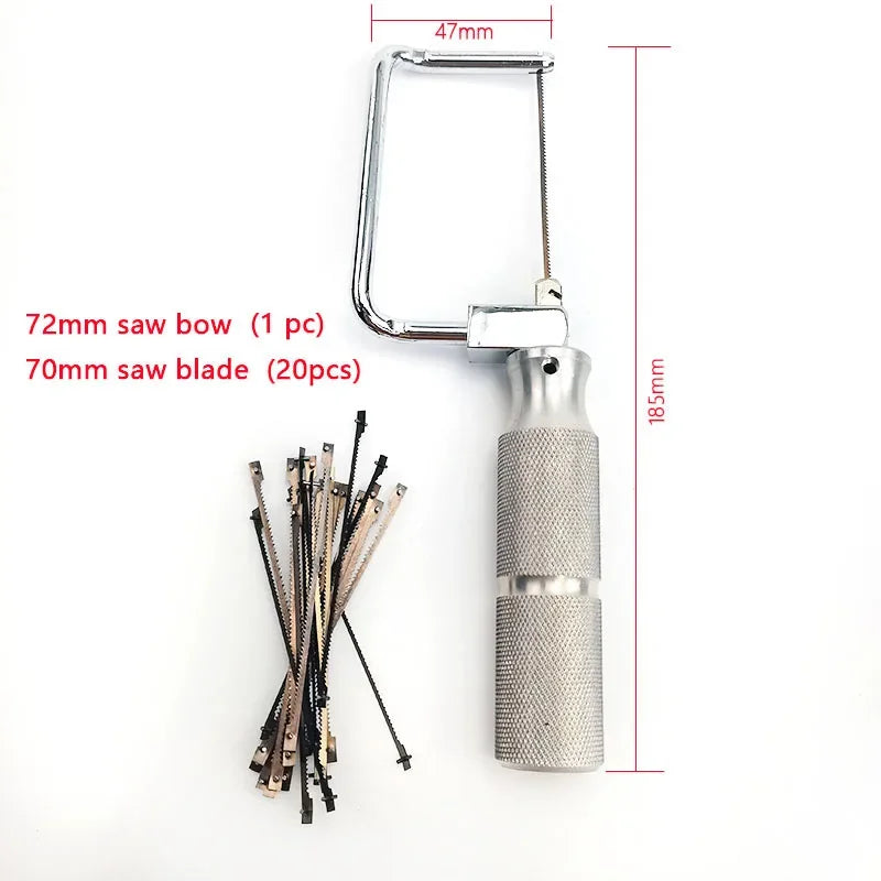 Dental Long Plaster Gypsum Saw with 20pcs Saw Blades 70/98/128mm Metal Dentist Tool Lab Material Dentistry Accessories