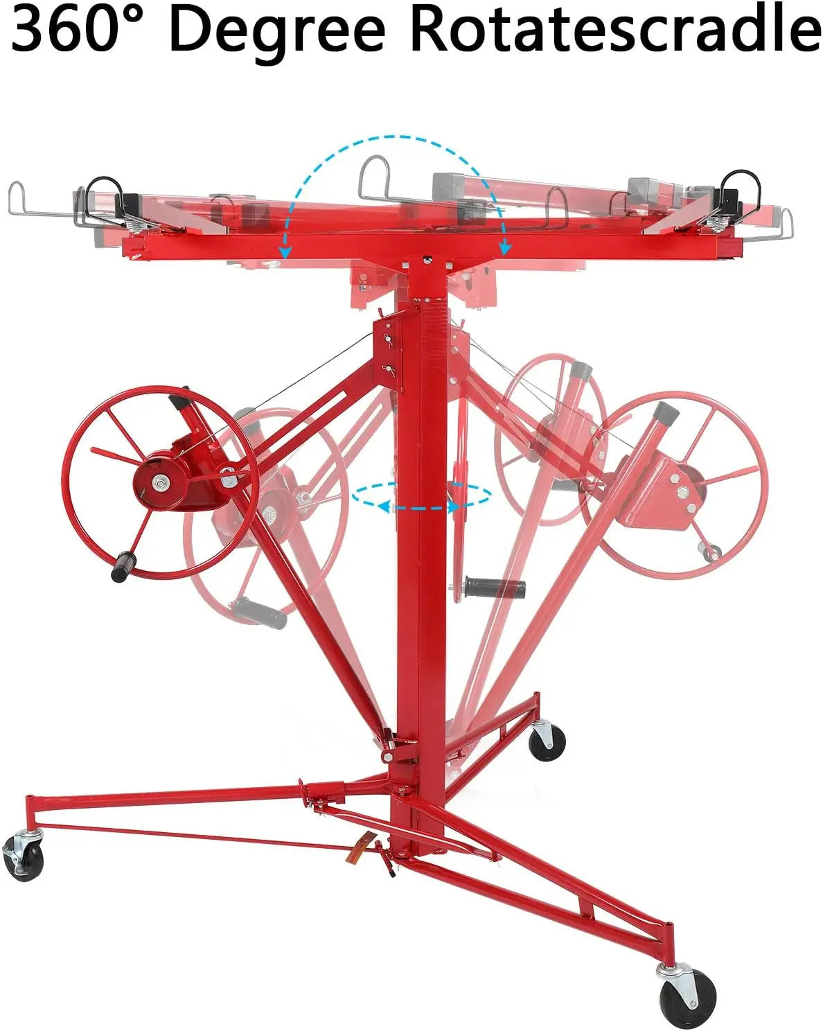 Hoist Jack Lifter Sheetrock, Drywall Lifting Construction Tools Caster Wheel with Adjustable Telescopic Arm, Red