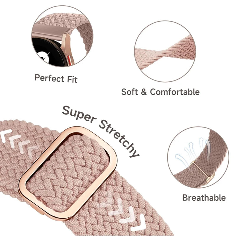20mm/22mm Band For Samsung Galaxy Watch 7/4/6/5 pro/6 Classic/gear s3/active 2 Braided Solo loop bracelet Huawei GT 2e 3 4 Strap