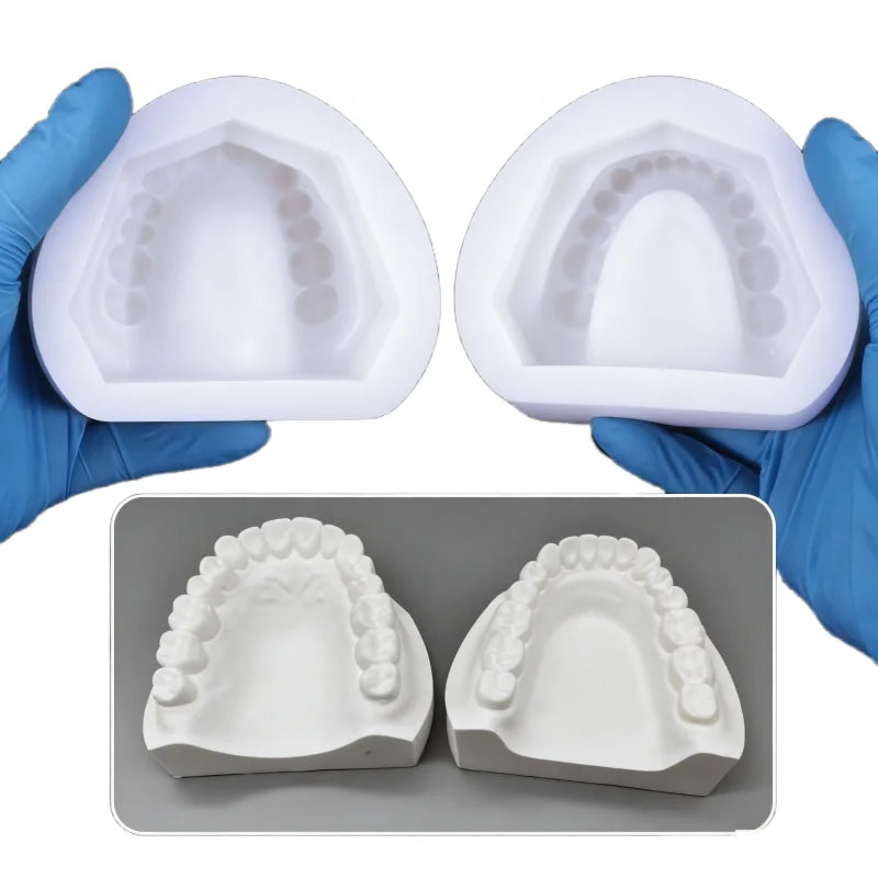 2pcs/set Silicone Dental Plaster Model Mold Mould Standard Teeth Complete Cavity Block Reusable Dentistry Teaching Study Tool