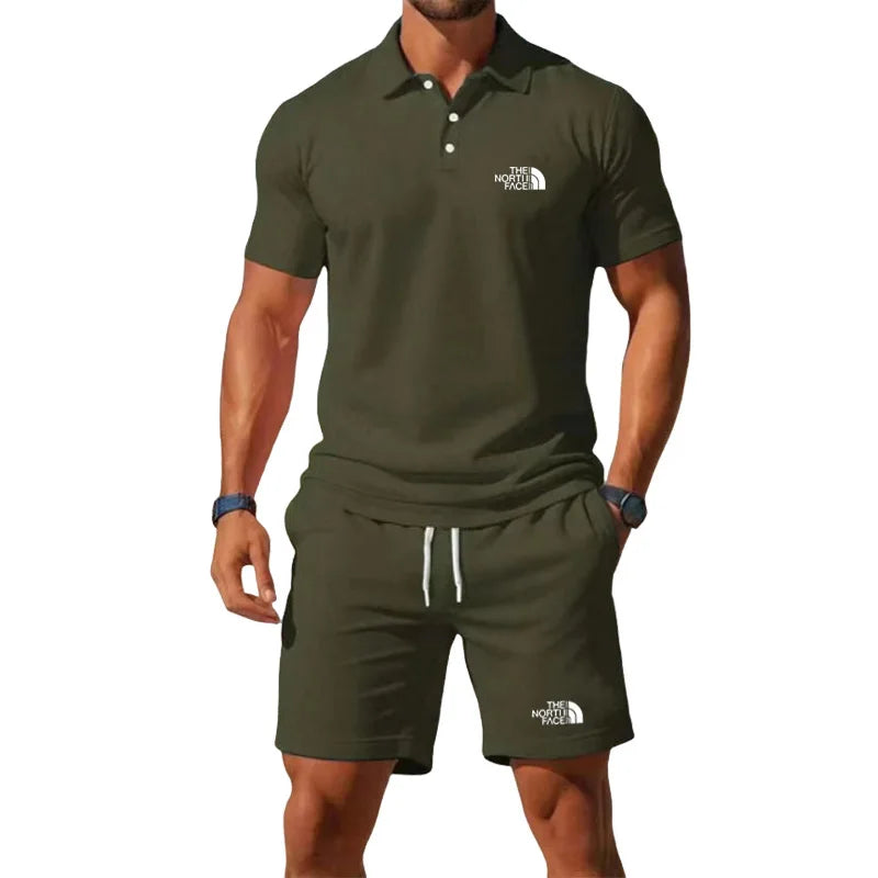 Summer Men's 2026 Half-Zip Polo Shirt Set Leisure Basketball Sport Quick-Drying Breathable Loose Lightweight Two-Piece Set