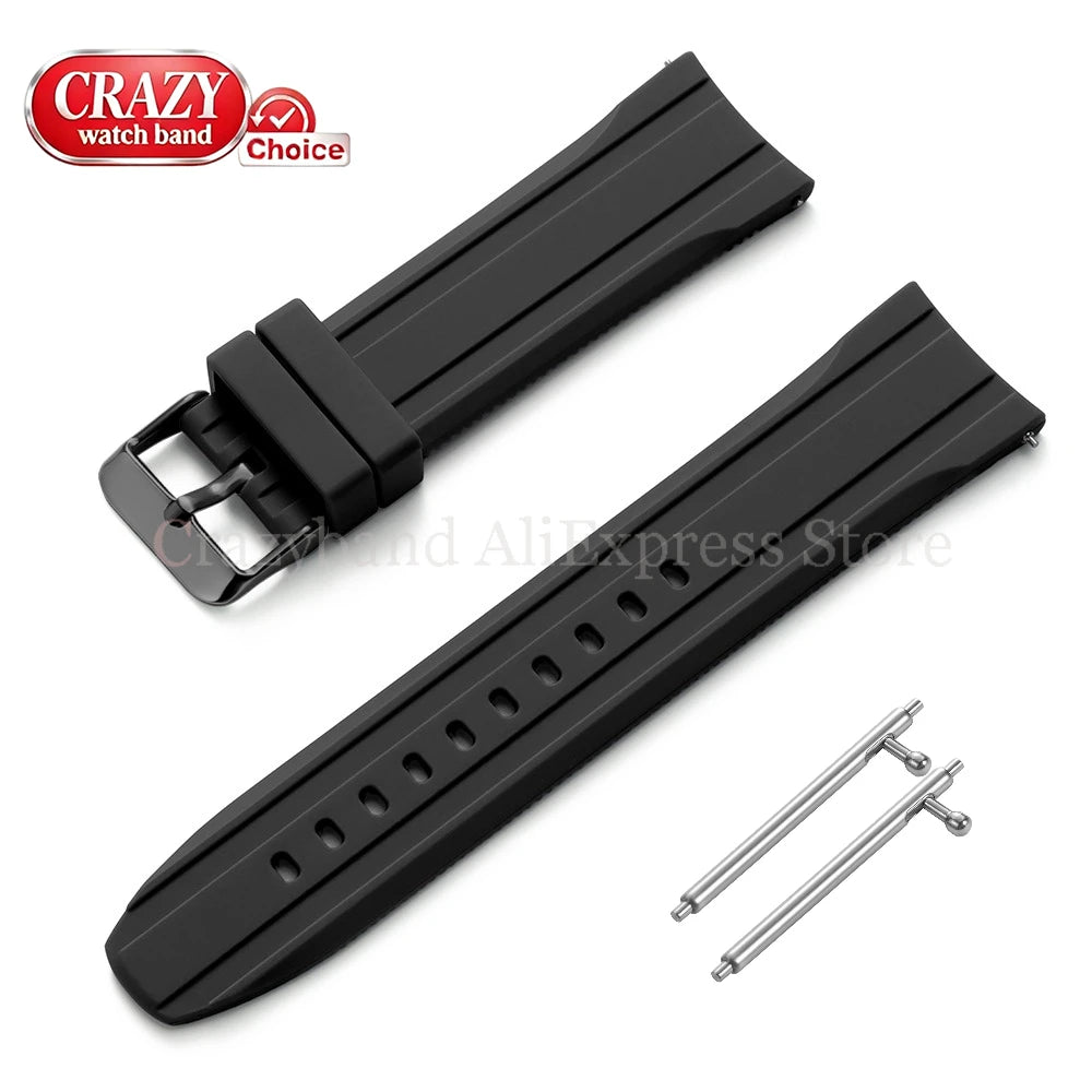 Soft Silicone Watch Band Bracelet for Seiko for Citizen for Casio Women Men‘s Wrist Belt High Elasticity Bracelet 20mm22mm Strap