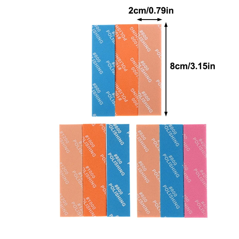 9Pcs/set 400~1200 Semi-rigid Sanding Sticks For Assembling Model Build Tools Hobby DIY MS-E Plastic Model Polishing Rod