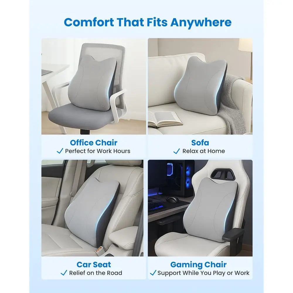 Ergonomic Lumbar Pillow with 3 Vibration Modes and Intensities for Office, Car, and Gaming Chairs