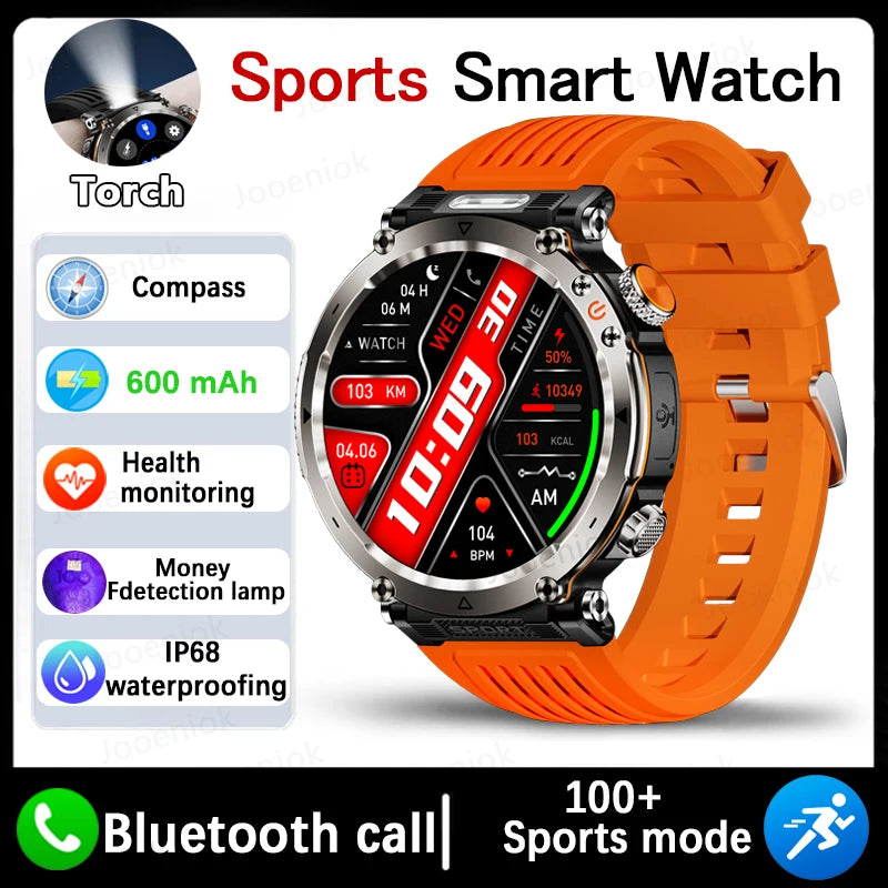 5ATM Outdoor Men‘s Smart Watch 600mAh Battery Compass Watches IP68 Waterproof Bluetooth Call Sports Smartwatch Man For Men Women