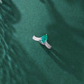 Elnar Jewelry 1.5Ct 6*9mm Pear Cut Green Artificial Gem Ring Solid 925 Sterling Silver Jewelry Wedding Ring HR273