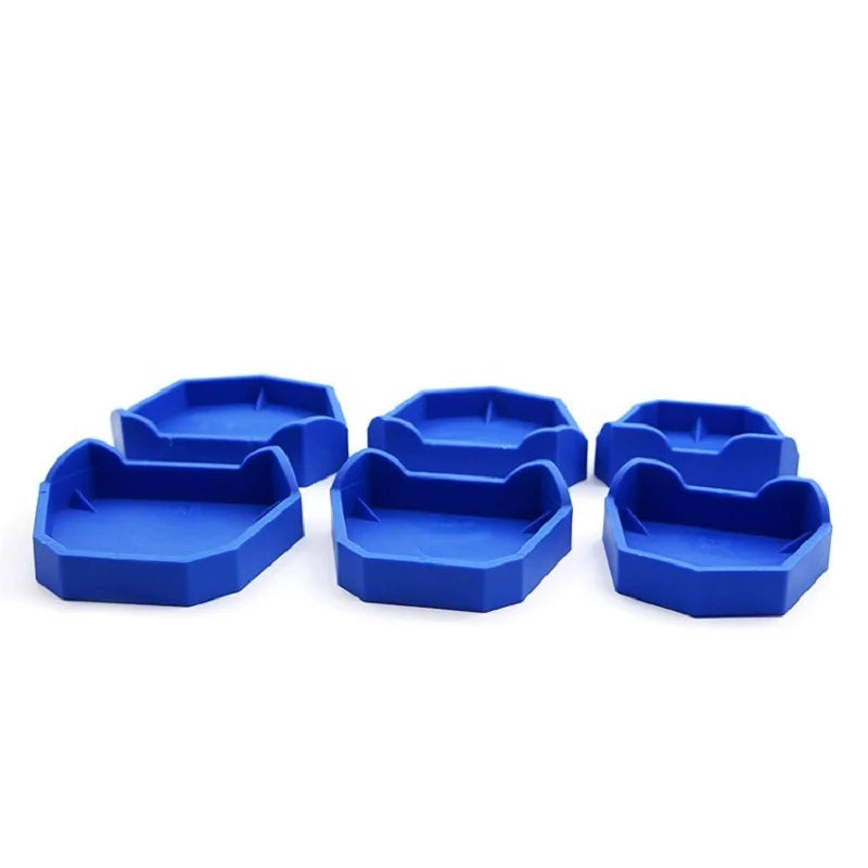 6pcs Dental Model Base Set Plaster Model Tray Silicon Rubber Impression Model Tools 3 Sizes Dentist Laboratory Former Base Kit