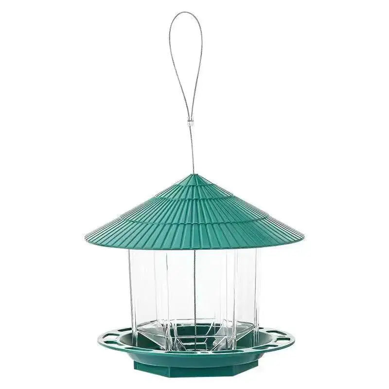 Waterproof Garden Gazebo Hanging Wild Bird Feeder Outdoor Container With Hang Rope Pet Birds Feeding House Type Bird Feeder
