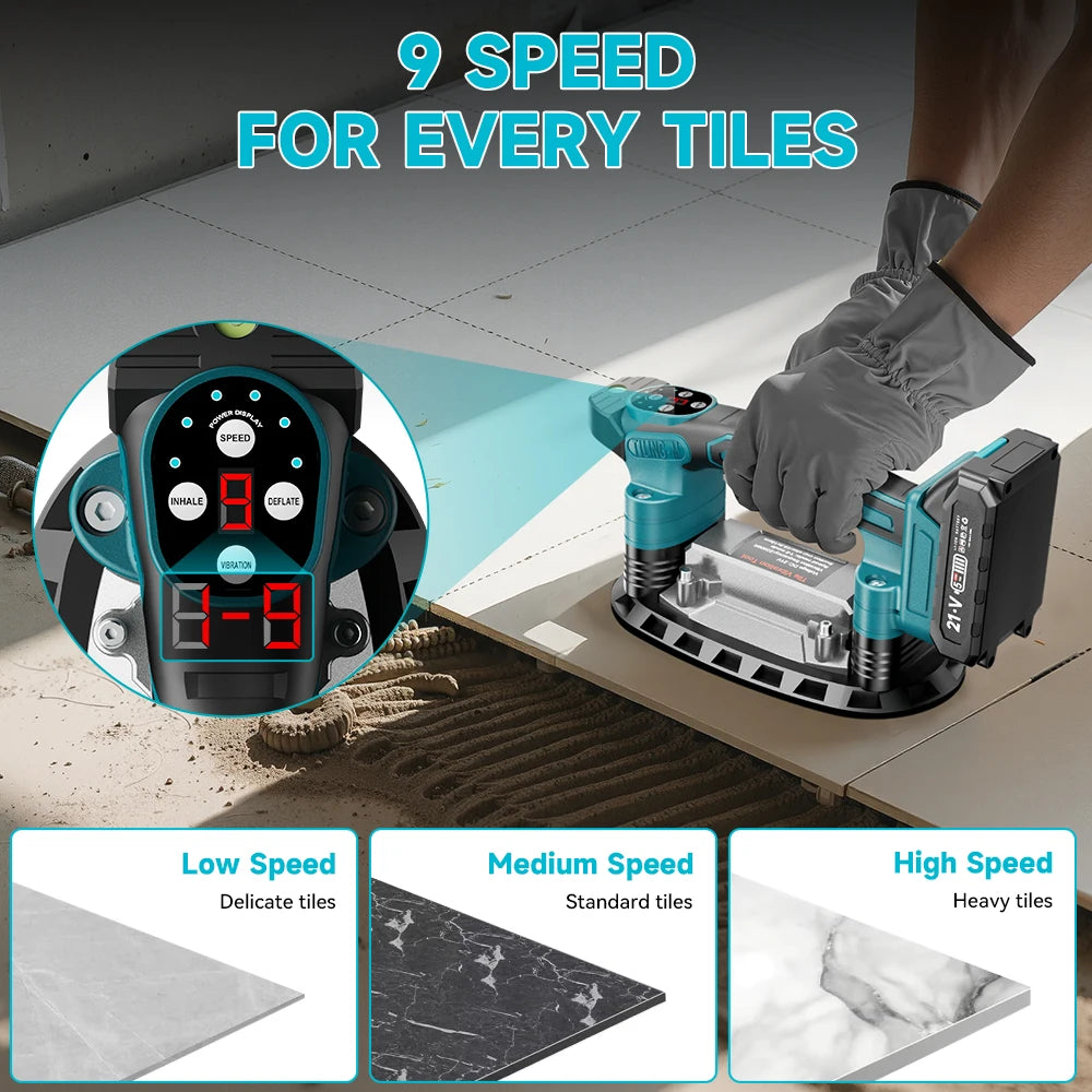YEARTOP 9 Speed Tile Laying Machine Tile Vibration Leveling Machine Cordless Tiling Installation Power Tool for Makita Battery