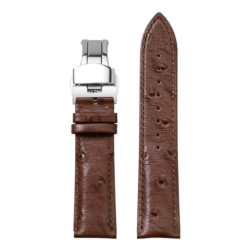 18/19/20/22/21mm Leather Watch Strap for huawei Watchband Ostrich pattern Flat-head universal men women Bracelet Wristband