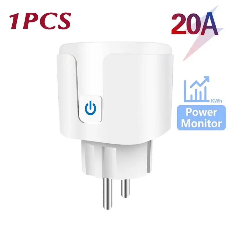 Tuya WIFI Smart Socket EU 16A/20A Wifi/Zigbee Smart Plug With Power Monitoring Smart HomeVoice Control Support Google Home Alexa