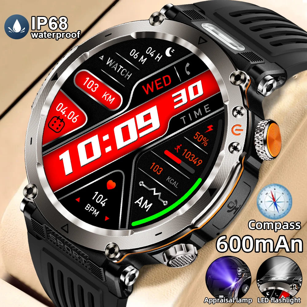 LIGE New Outdoor Men‘s Smart Watch 600mAh Battery Compass Watches IP68 Waterproof Bluetooth Call Sports Smartwatch For Men Women