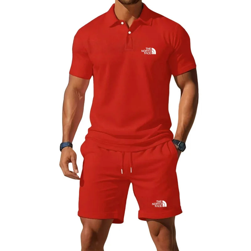 Summer Men's 2026 Half-Zip Polo Shirt Set Leisure Basketball Sport Quick-Drying Breathable Loose Lightweight Two-Piece Set