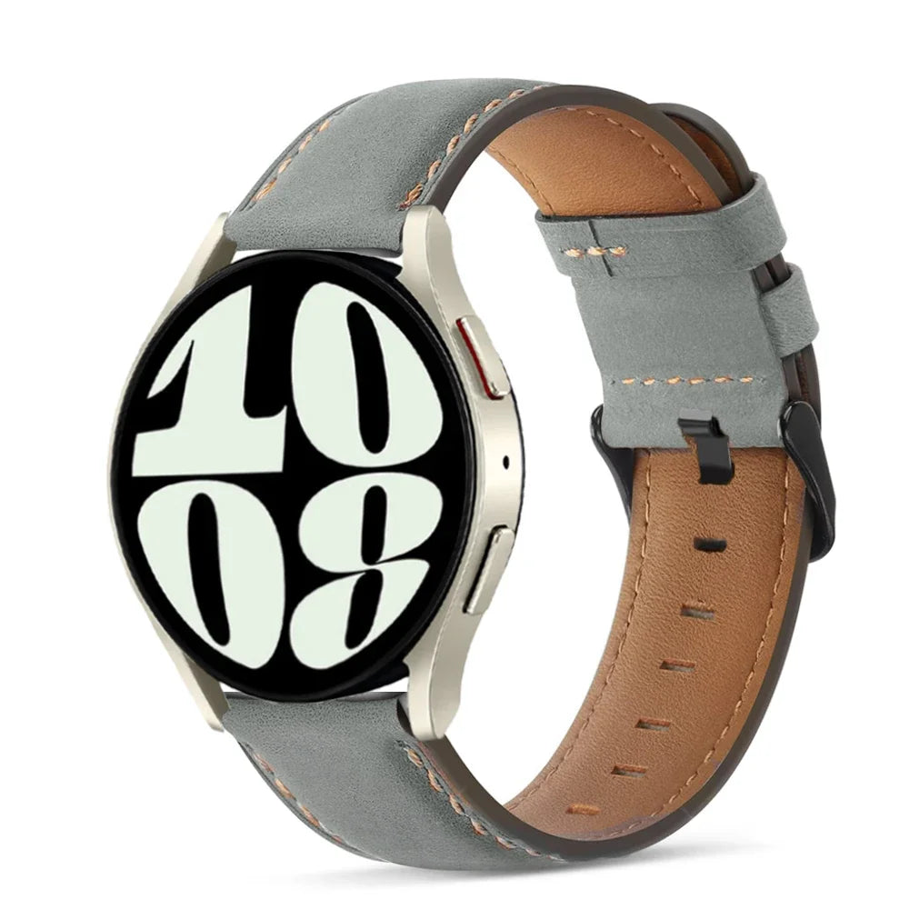 Retro Genuine Leather strap for Samsung Galaxy watch 7/FE/4/6/classic/5/5 pro 20mm 22mm band bracelet Huawei Gt 5-4-3-pro-2-2e
