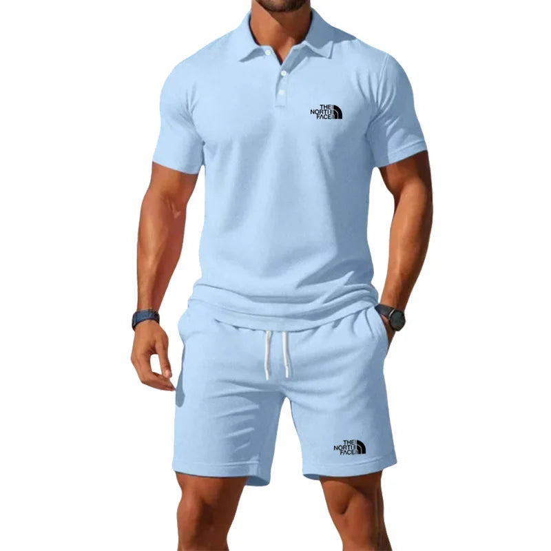 Summer Men's 2026 Half-Zip Polo Shirt Set Leisure Basketball Sport Quick-Drying Breathable Loose Lightweight Two-Piece Set