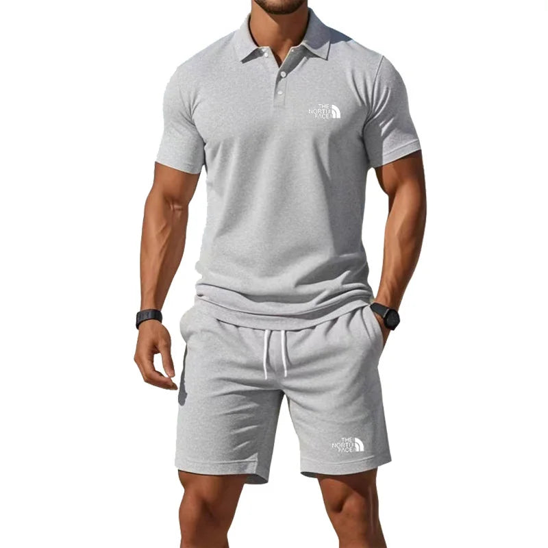 Summer Men's 2026 Half-Zip Polo Shirt Set Leisure Basketball Sport Quick-Drying Breathable Loose Lightweight Two-Piece Set