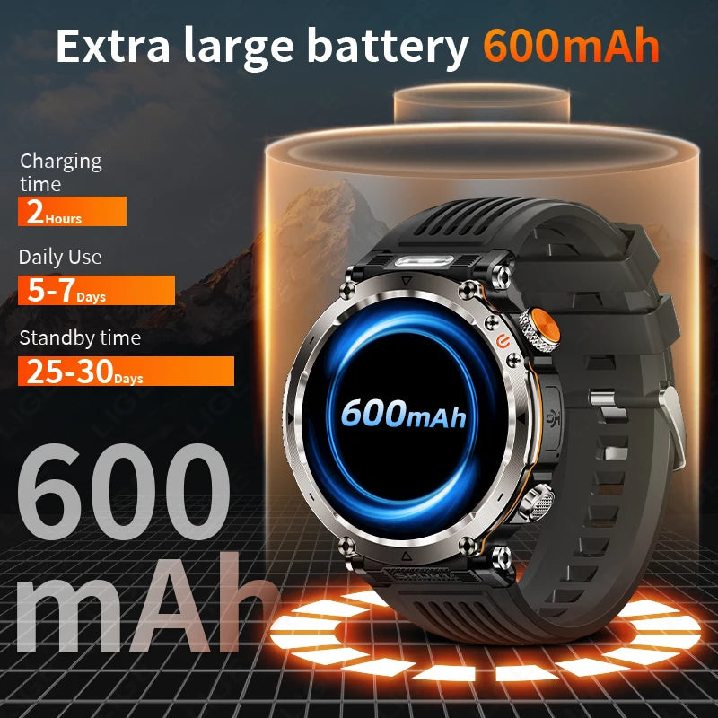 LIGE New Outdoor Men‘s Smart Watch 600mAh Battery Compass Watches IP68 Waterproof Bluetooth Call Sports Smartwatch For Men Women