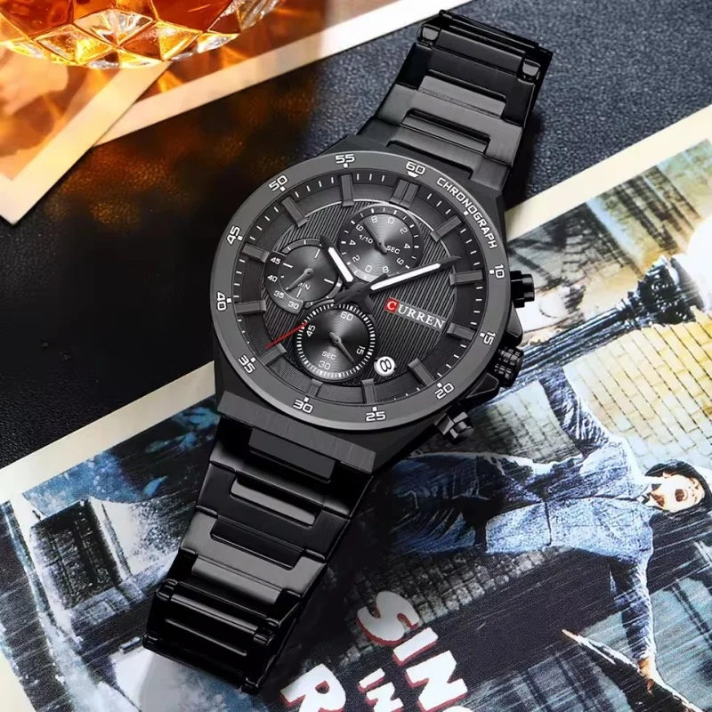 CURREN 8481 Luxury Quartz Watch Unisex Waterproof Calendar Wristwatch, Men’s Business Six-hand Sports Watch