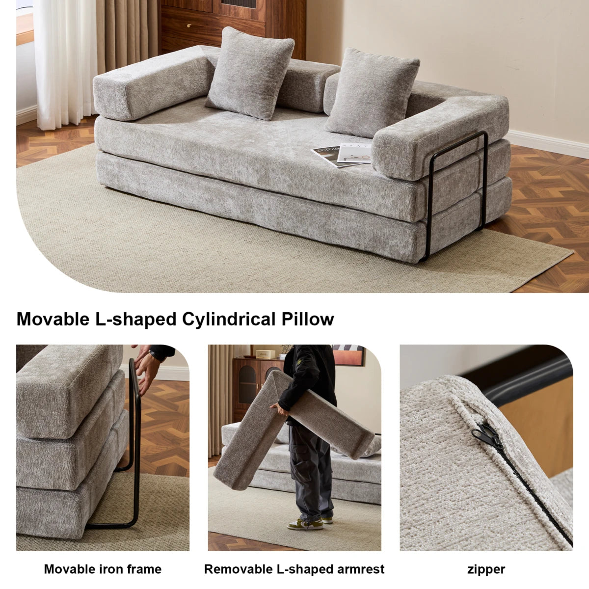 US Ready Stock Compressed Sofa Bed Foldable Sofa in a Box Fast Delivery Living Room Furniture Space Saving No Waiting