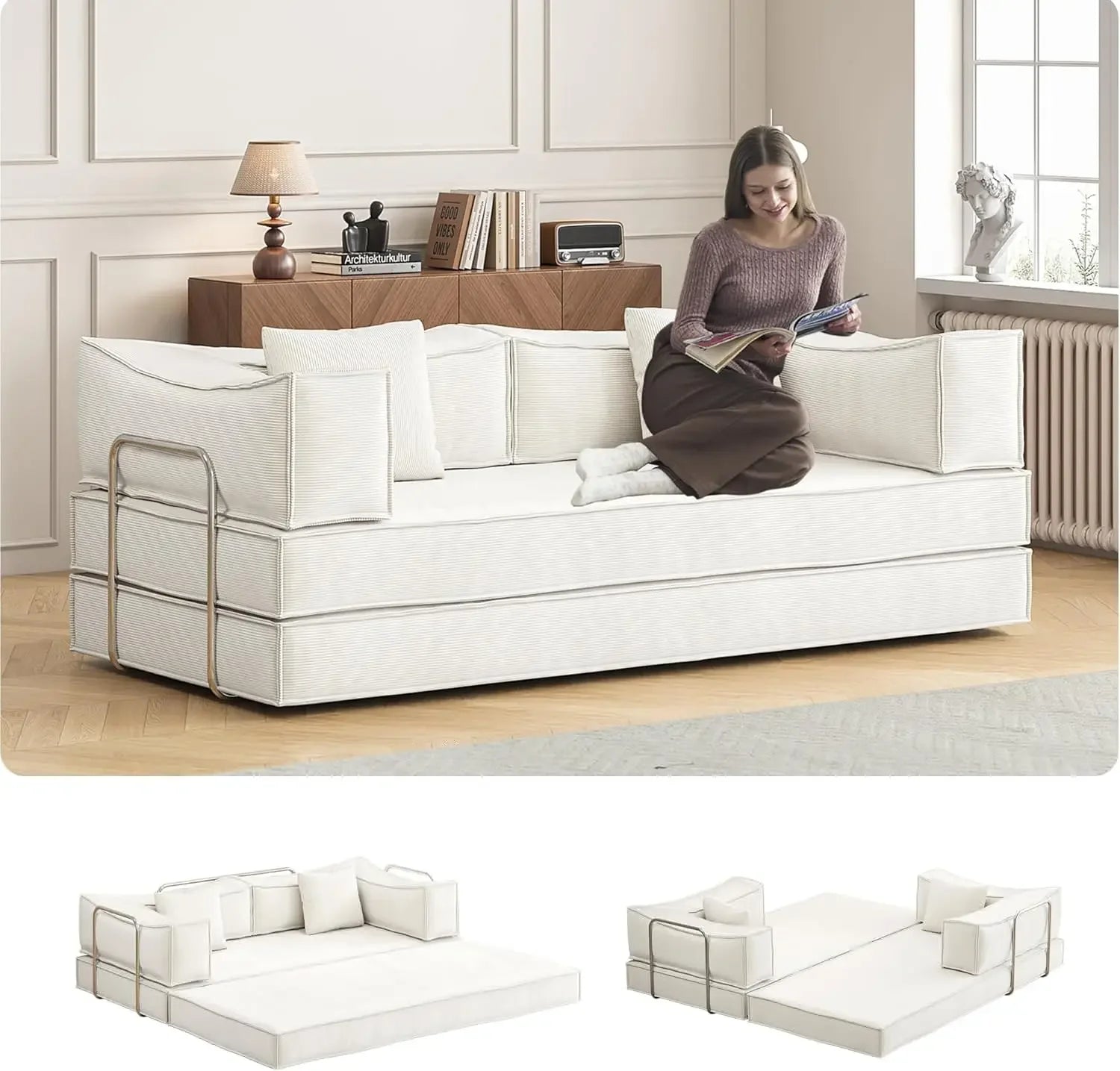 Custom Size Contemporary Convertible Extendable Sleeper Sofa-Low Price 3-Seater Living Room Small MOQ 1 Piece Dropshipping