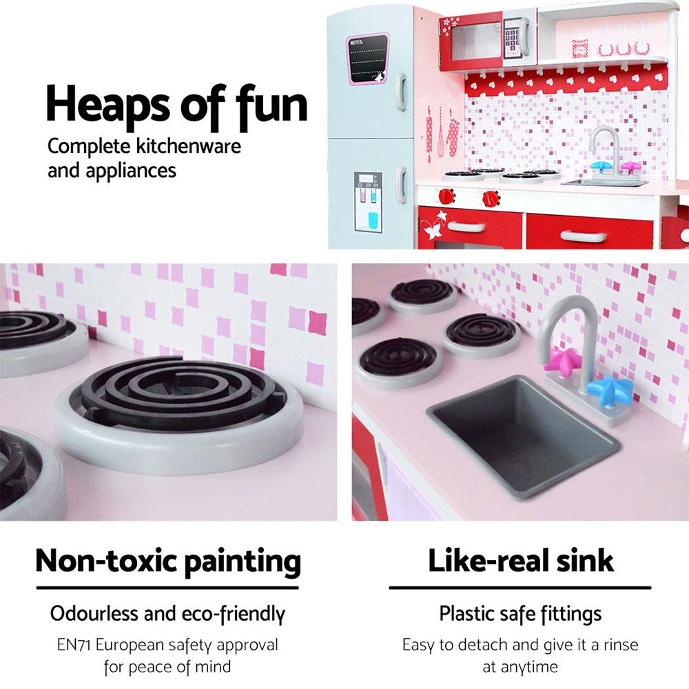 Keezi Kids Kitchen Play Set Wooden Pretend Toys Cooking Children