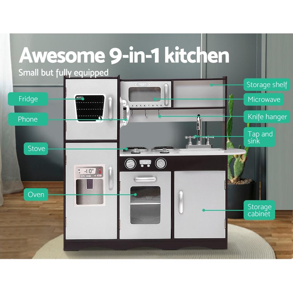 Keezi Kids Kitchen Play Set Wooden Pretend Toys Cooking Children Stove