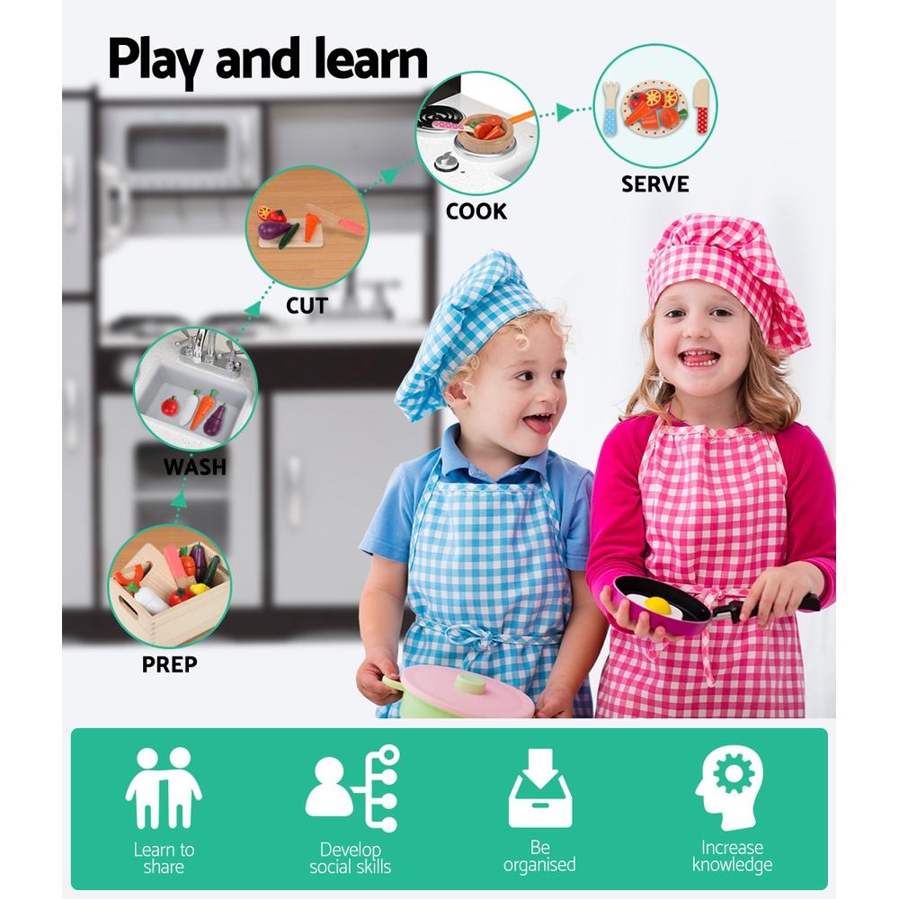 Keezi Kids Kitchen Play Set Wooden Pretend Toys Cooking Children Stove