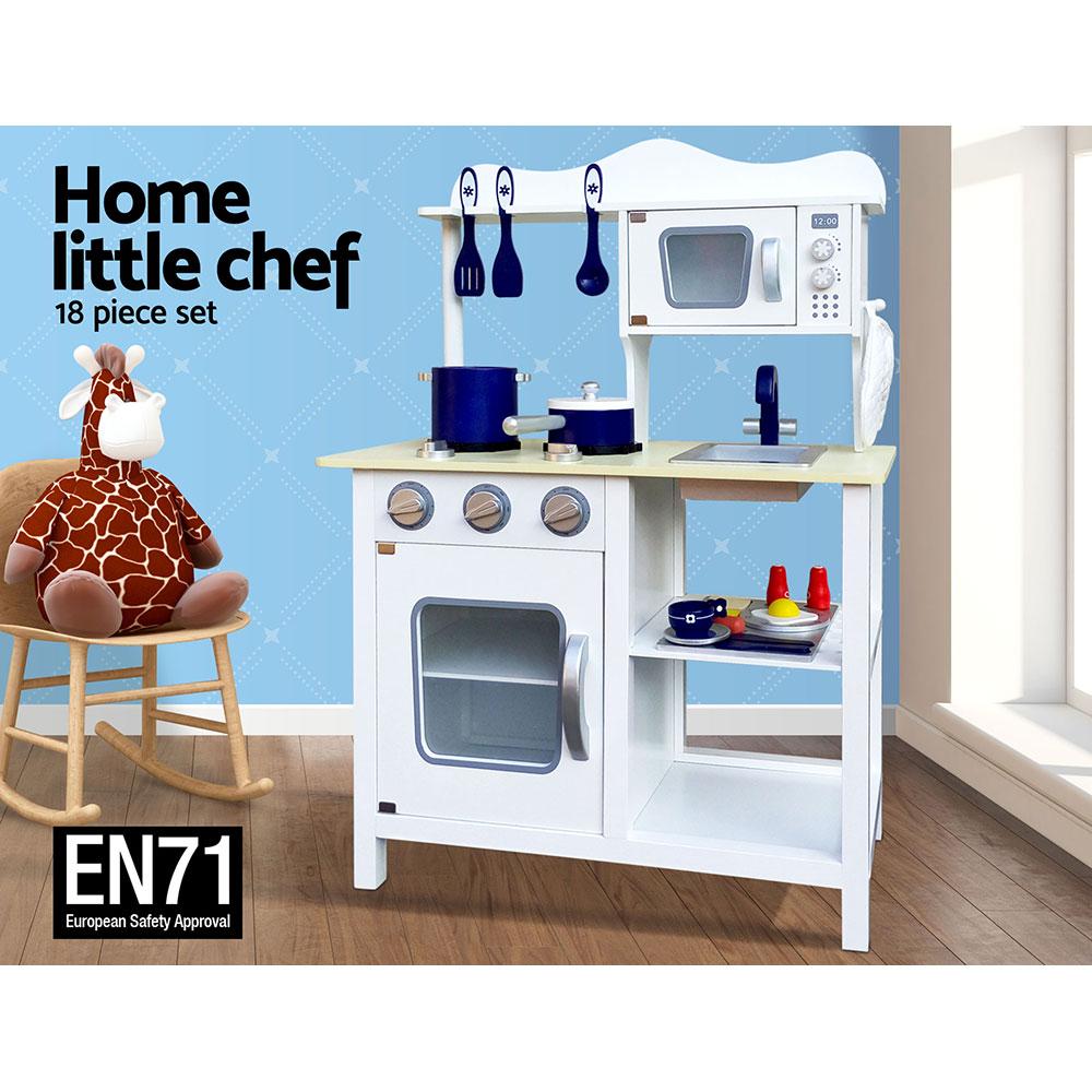 Keezi Kids Kitchen Play Set Wooden Pretend Toys Cooking Children
