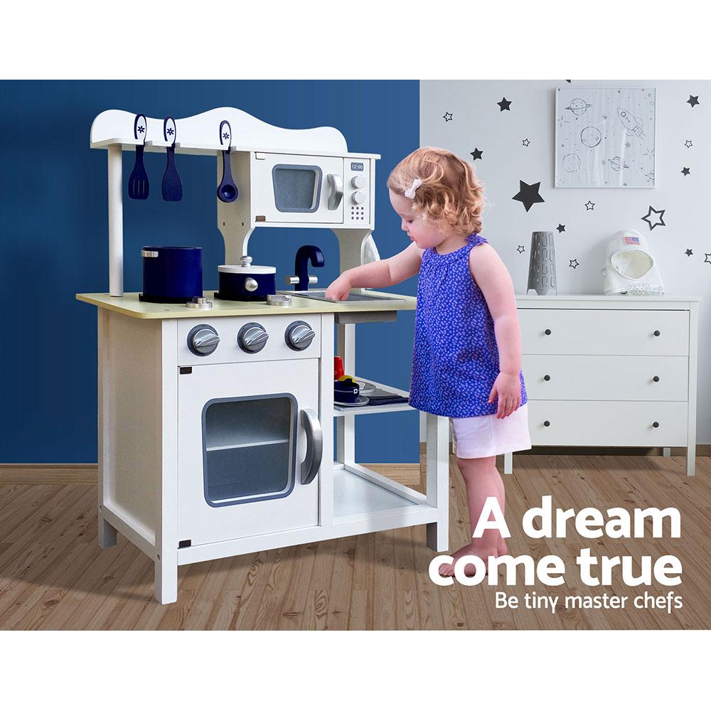 Keezi Kids Kitchen Play Set Wooden Pretend Toys Cooking Children