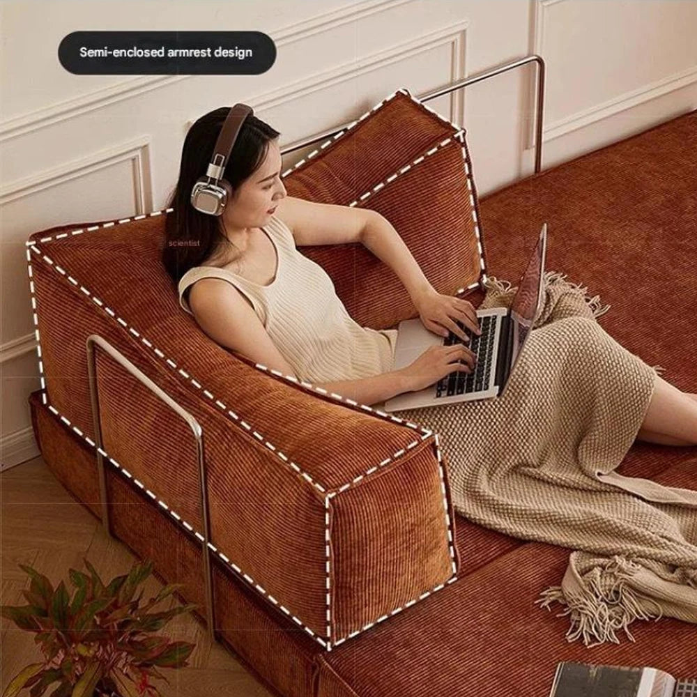 Retro Style Folding Sofa Bed Folding Dual-use Modular Compression Sofa Bed for Home Bedroom Living Room Lazy Pudding