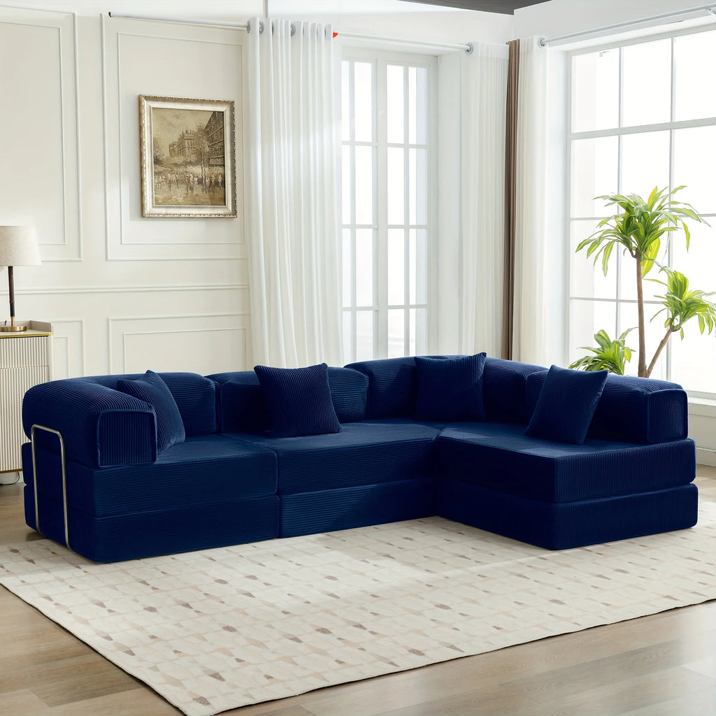Chenille Large Sleeper Sofa, 170 Inches Extra Length Convertible Sofa Bed for 3-4 People, Sectional Corner Sofa, Modular