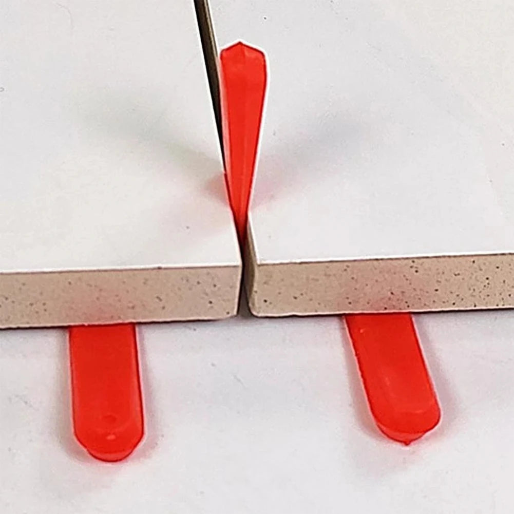 100/200pcs Tile Spacers Plastic Tile Leveling System Reusable Laying Level Wedges Red Leveler Wall Flooring Tiling Tools