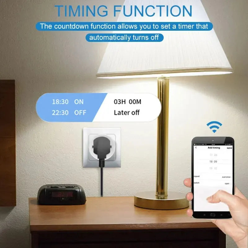 Tuya WIFI Smart Socket EU 16A/20A Wifi/Zigbee Smart Plug With Power Monitoring Smart HomeVoice Control Support Google Home Alexa
