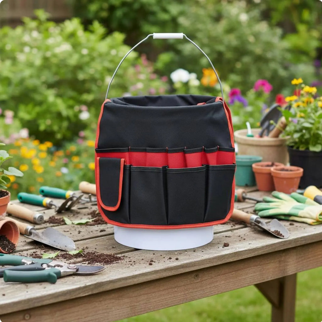 Gardening Tool Tote Large Capacity Multi-Pocket Tool Organizer Canvas Container Bag Waterproof Sturdy-Duty for Construction Site